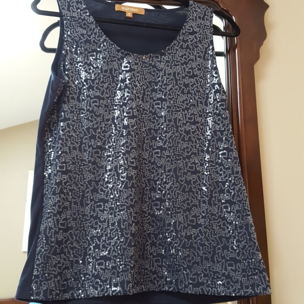 Navy blue sleeveless blouse